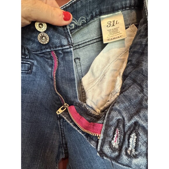 ARIAT Denim Trouser Women 31L Blue Bootcut Mid Rise Dark Wash Western - Picture 7 of 10